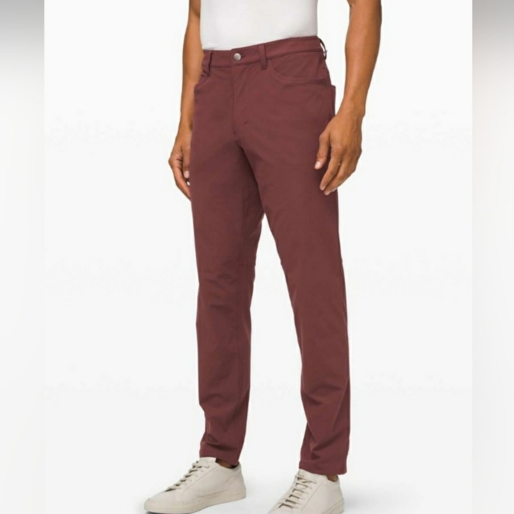 Lululemon ABC Classic-Fit 5 Pocket Pant Warpstreme Men’s 40x32 Maroon Color